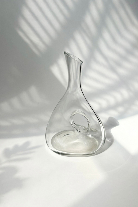 Decantor de vin Sommelier Wine Decanter Doty®, design elegant si practic, din sticla, transparent, varf curbat, ideal pentru servire, 1600 ml [8]