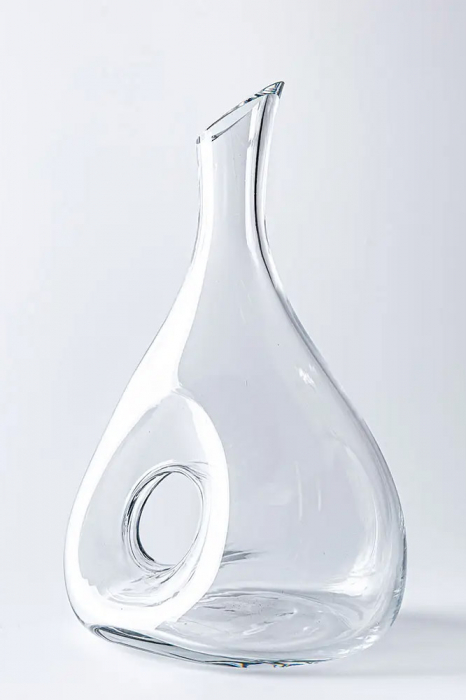 Decantor de vin Sommelier Wine Decanter Doty®, design elegant si practic, din sticla, transparent, varf curbat, ideal pentru servire, 1600 ml [4]