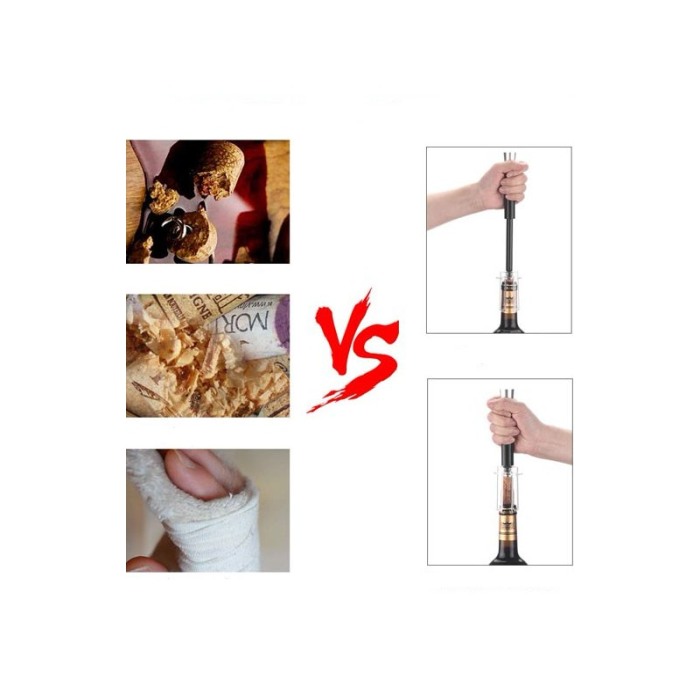 Desfacator de vin cu presiune de aer AirWineOpener, usor de utilizat, eficient, 20 cm, negru [4]