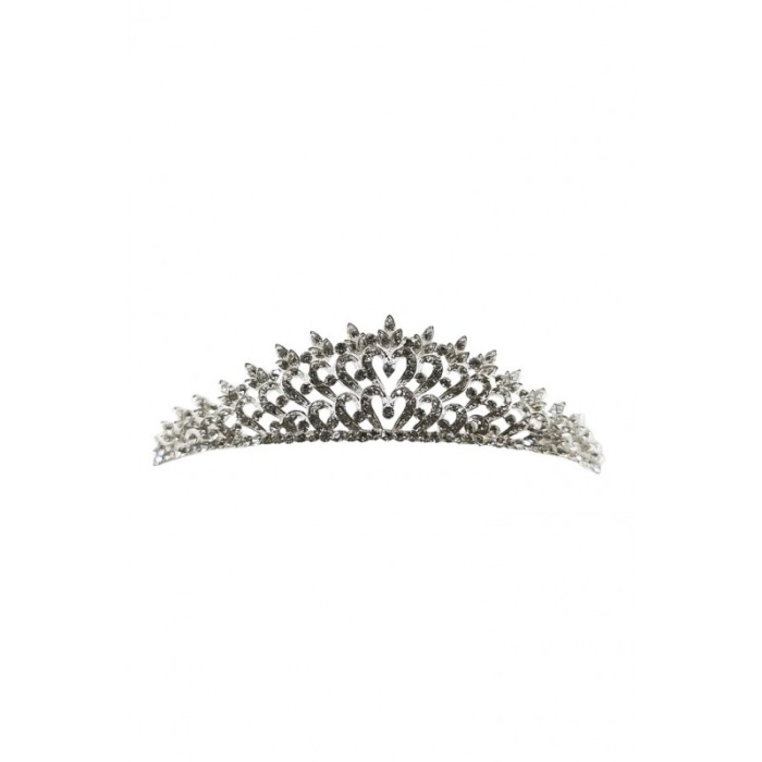 Diadema Daiana, stil regal, de mireasa, nasa, majorat, 36 cm, argintie, cristale acrilice, Doty®️ [3]
