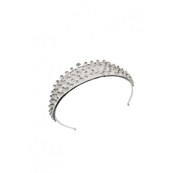 Diadema Princess, stil regal, de mireasa, nasa, majorat, 31 cm, argintie, cristale acrilice, Doty®️ [2]
