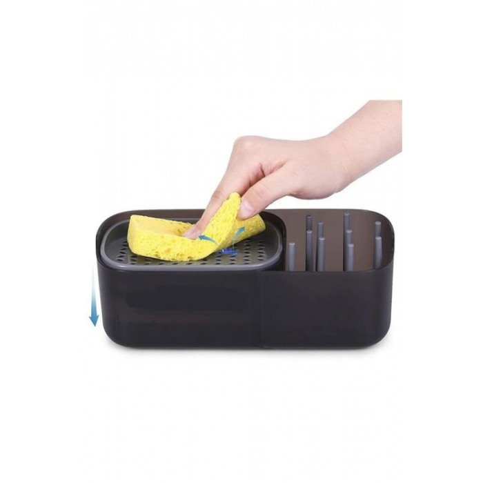 Dispenser 2 in 1 Pump&Soap, suport pentru burete si dozator detergent de vase, burete inclus, 380 ml, 21x8 cm, gri, Doty® [6]