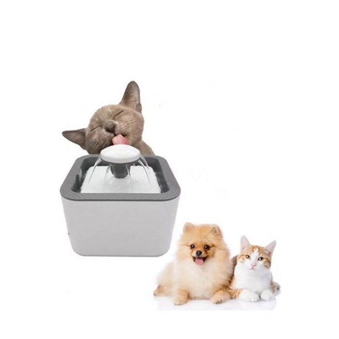 Dispenser automat de apa PetFountain, tip fantana, 2 filtre incluse, adaptor inclus, alb/gri, Doty®️ [7]