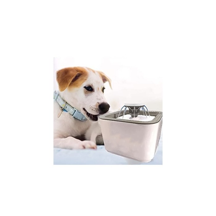 Dispenser automat de apa PetFountain, tip fantana, 2 filtre incluse, adaptor inclus, alb/gri, Doty®️ [5]