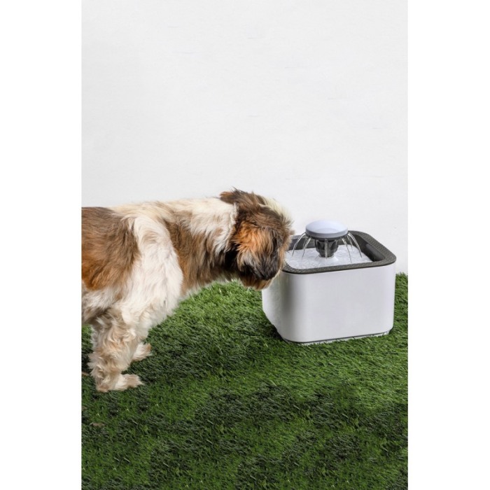 Dispenser automat de apa PetFountain, tip fantana, 2 filtre incluse, adaptor inclus, alb/gri, Doty®️ [3]
