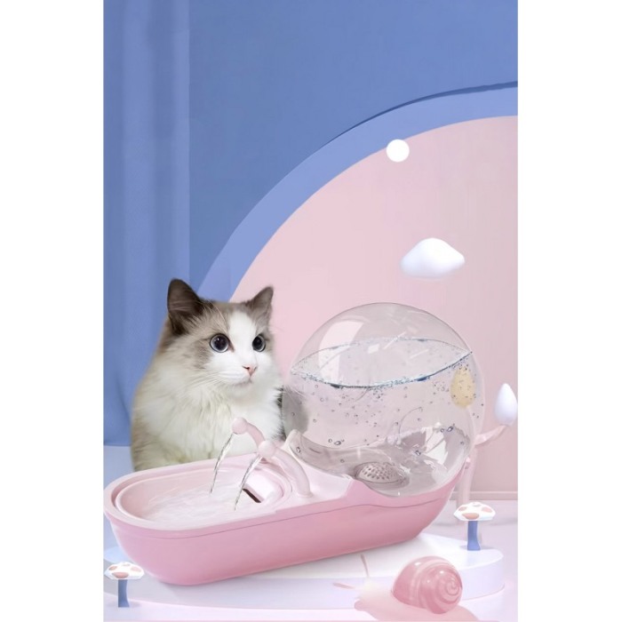 Dispenser automat de apa WaterShell Doty® pentru animalele de companie, tip fantana, capacitate 4L, design elegant, roz [11]