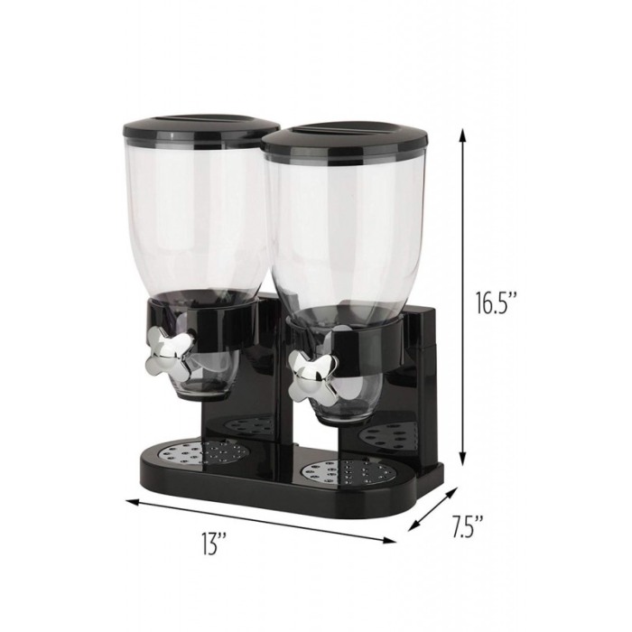 Dispenser dublu pentru cereale DoubleBreak, 2 compartimente, 500 g, rapid si usor de utilizat, negru [3]