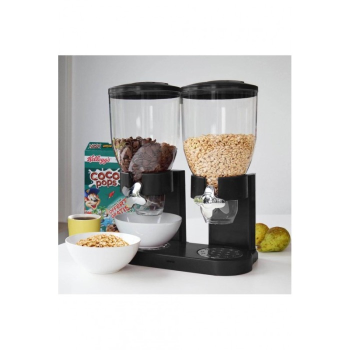 Dispenser dublu pentru cereale DoubleBreak, 2 compartimente, 500 g, rapid si usor de utilizat, negru [6]