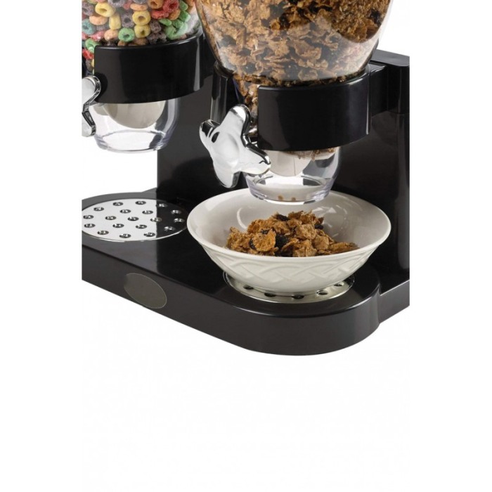 Dispenser dublu pentru cereale DoubleBreak, 2 compartimente, 500 g, rapid si usor de utilizat, negru [2]