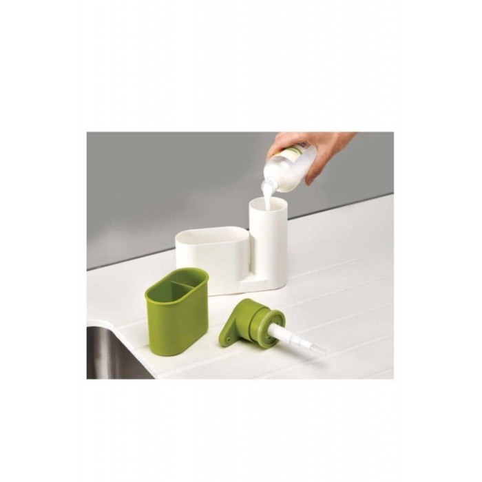 Dispenser pentru baie 2 in 1, dispenser de sapun si alte spatii de organizare pentru obiecte, practic ,design modern, alb/verde, [3]