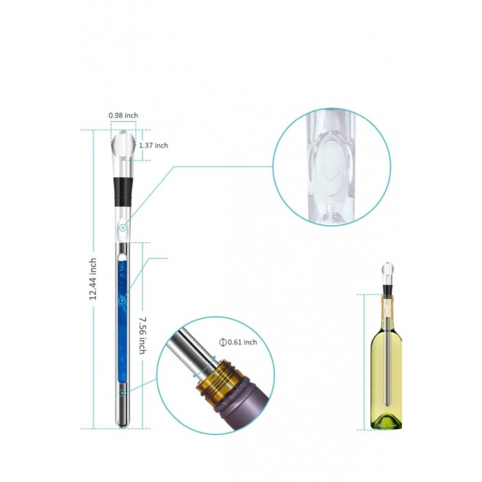 Dispozitiv de racire vin 3 in 1 CoolWine, cu picurator si aerator, sigur si eficient, design elegant, transparent/negru [4]