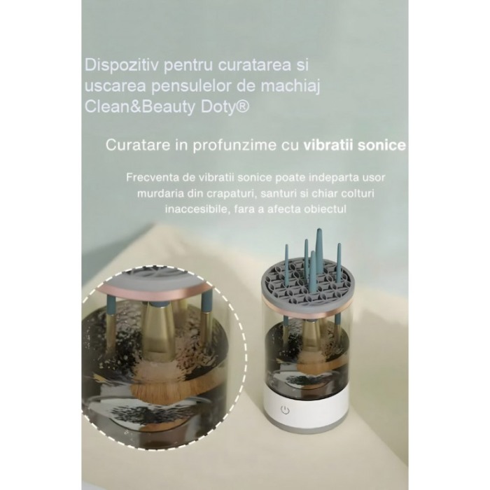 Dispozitiv electric pentru curatarea si uscarea pensulelor de machiaj Clean&Beauty Doty®, USB inclus [10]