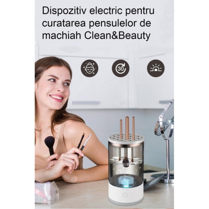 Dispozitiv electric pentru curatarea si uscarea pensulelor de machiaj Clean&Beauty Doty®, USB inclus [4]