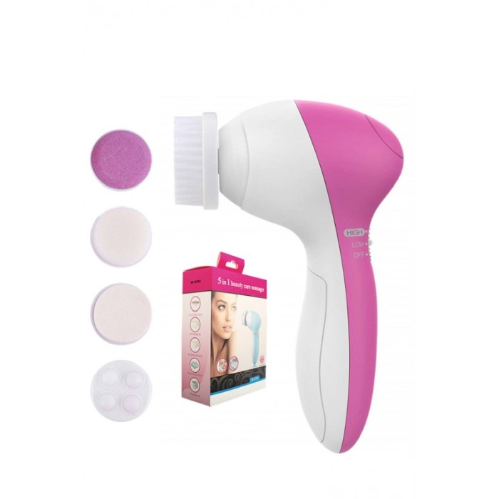 Dispozitiv electric pentru exfoliere si masaj facial PrincessFace, 5 perii incluse, 13x7 cm, roz, Doty®️ [3]