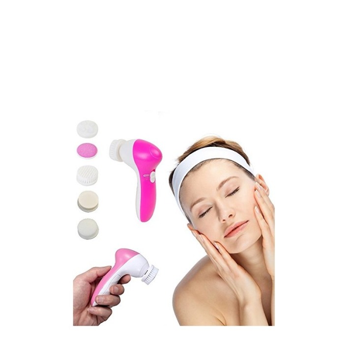 Dispozitiv electric pentru exfoliere si masaj facial PrincessFace, 5 perii incluse, 13x7 cm, roz, Doty®️ [5]