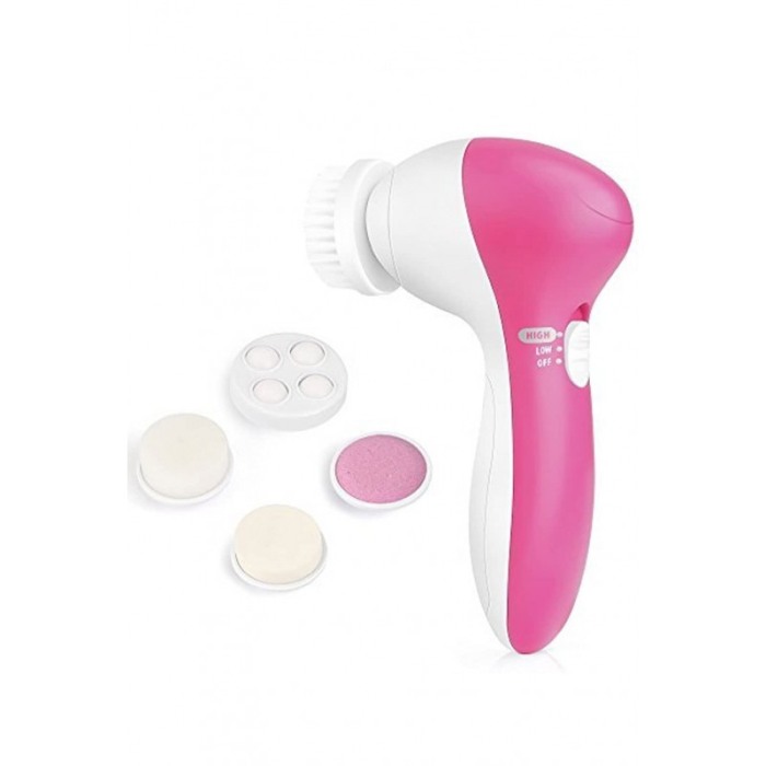 Dispozitiv electric pentru exfoliere si masaj facial PrincessFace, 5 perii incluse, 13x7 cm, roz, Doty®️ [6]