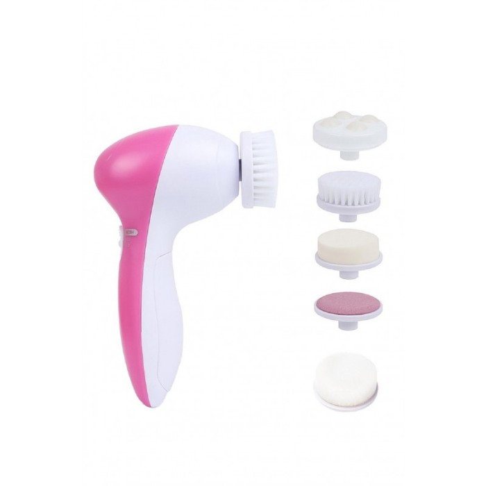 Dispozitiv electric pentru exfoliere si masaj facial PrincessFace, 5 perii incluse, 13x7 cm, roz, Doty®️ [1]