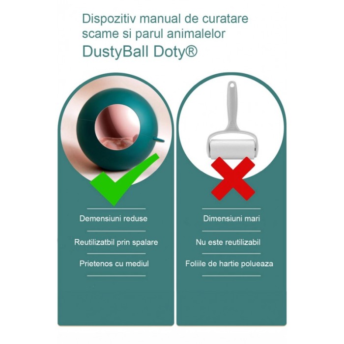 Dispozitiv manual de curatat scamele DustyBall Doty®, cu silicon lipicios, reutilizabil, forma rotunda, 6 cm [2]