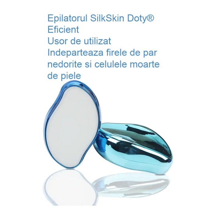Dispozitiv manual de epilat SilkSkin Doty®, pentru indepartarea parului si exfoliere, fara durere, albastru [5]
