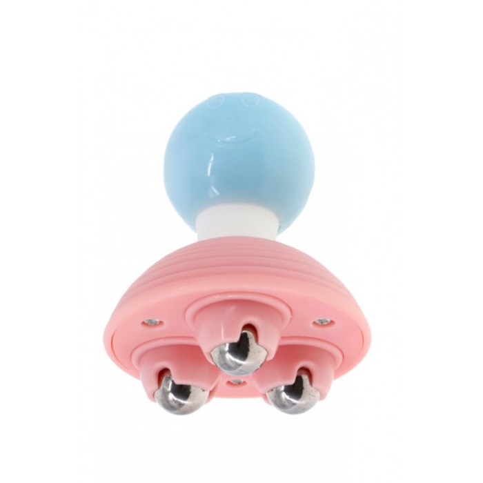 Dispozitiv pentru masaj SmileyRelax, cu 3 role din inox, manual, 9x7 cm, albastru/roz, Doty® [3]