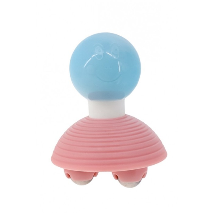 Dispozitiv pentru masaj SmileyRelax, cu 3 role din inox, manual, 9x7 cm, albastru/roz, Doty® [1]