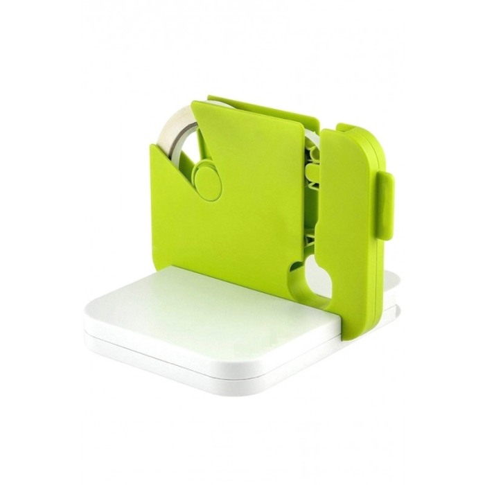 Dispozitiv SaveBags pentru sigilat pungi cu banda adeziva si dispozitiv de taiere a benzii, verde cu alb, Doty®️ [1]