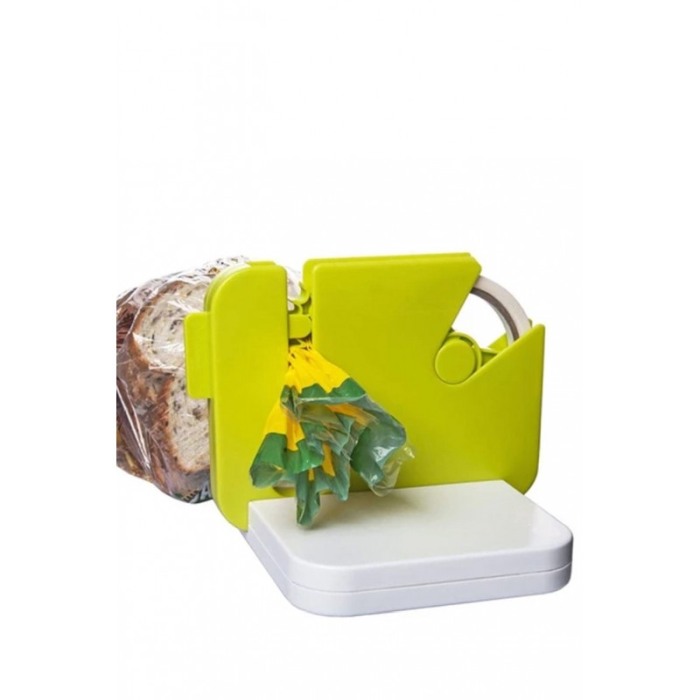Dispozitiv SaveBags pentru sigilat pungi cu banda adeziva si dispozitiv de taiere a benzii, verde cu alb, Doty®️ [5]