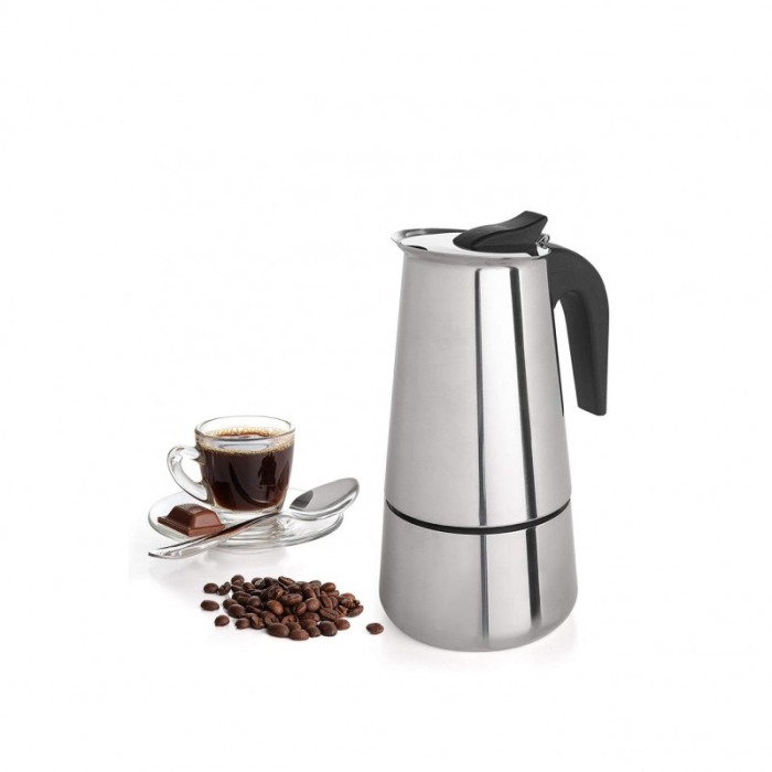 Espressor manual pentru aragaz Stove Espresso, din inox, utilizare pe aragaz, capacitate 6 cesti, 380 ml, argintiu [3]