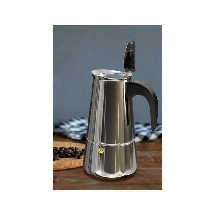 Espressor manual pentru aragaz Stove Espresso, din inox, utilizare pe aragaz, capacitate 9 cesti, 800 ml, argintiu, Doty [5]