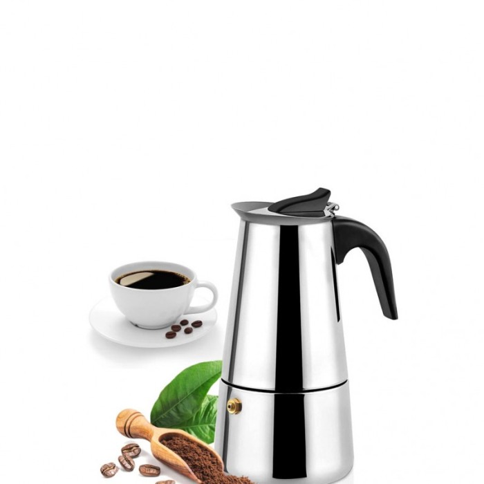Espressor manual pentru aragaz Stove Espresso, din inox, utilizare pe aragaz, capacitate 9 cesti, 800 ml, argintiu, Doty [4]