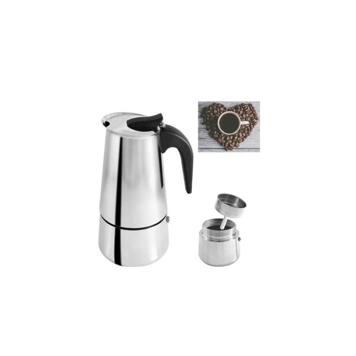 Espressor manual pentru aragaz Stove Espresso, din inox, utilizare pe aragaz, capacitate 9 cesti, 800 ml, argintiu, Doty [2]