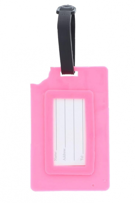 Eticheta pentru identificare bagaj TagMe Doty®, design creativ, model ciocolata, prindere sigura, 10x6.5 cm, silicon, maro/roz [4]