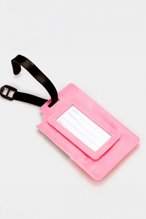 Eticheta pentru identificare bagaj TagMe Doty®, design creativ, model ciocolata, prindere sigura, 10x6.5 cm, silicon, maro/roz [3]