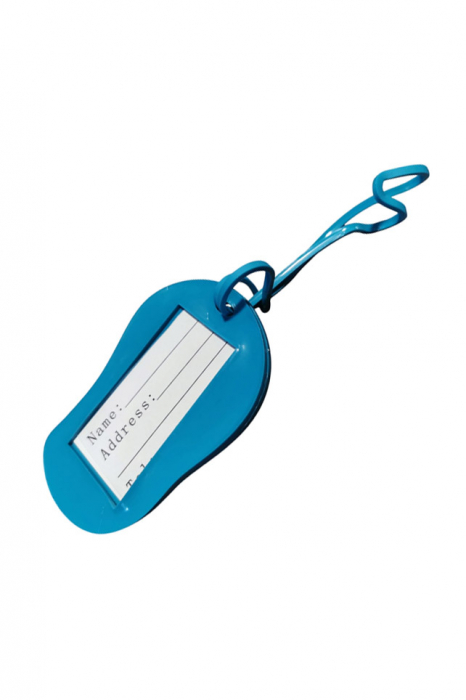 Eticheta pentru identificare bagaj TagMe Doty®, design creativ, model papuc de plaja, prindere sigura, 10x7 cm, silicon, albastru [2]