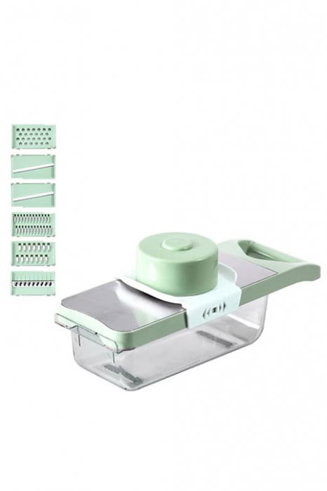 Feliator 6-in-1 Veggie Slicer Doty®, cu 6 lame, suport de prindere, recipient, materiale de calitate, otel inoxidabil, usor de utilizat si curatat, verde [5]