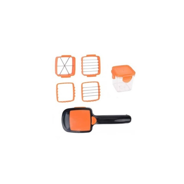 Feliator manual 5 in 1, accesorii incluse, taie, feliaza,marunteste, mic si compact, usor de utilizat, practic,negru/portocaliu [4]