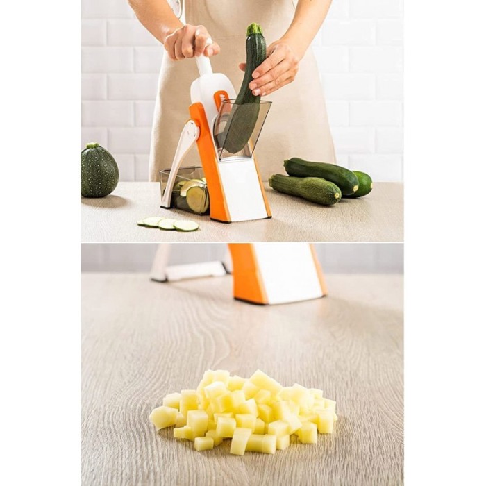 Feliator manual vertical FineSlice Doty®, pentru fructe si legume, pliabil, 8 moduri de feliere, compact, portocaliu/alb [3]