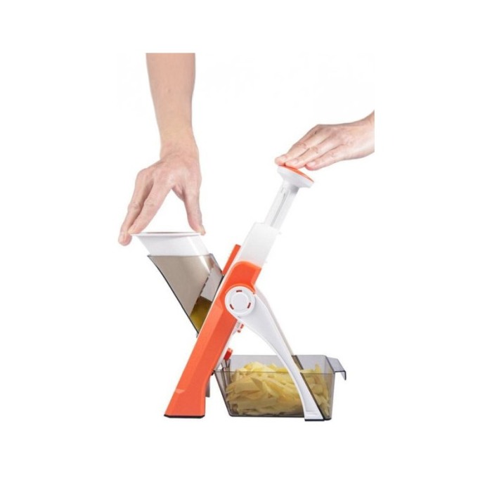 Feliator manual vertical FineSlice Doty®, pentru fructe si legume, pliabil, 8 moduri de feliere, compact, portocaliu/alb [5]