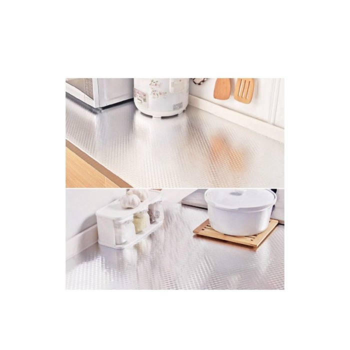 Folie autocolanta Space Cube, protejeaza blatul din bucatarie, rezistenta la apa, 60x 300 cm, argintie, Doty® [3]