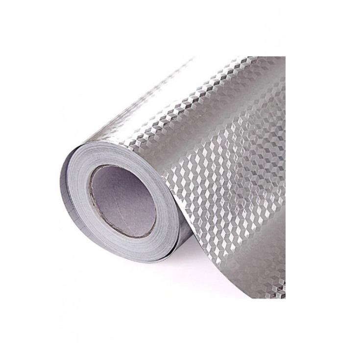 Folie autocolanta Space Cube, protejeaza blatul din bucatarie, rezistenta la apa, 60x 300 cm, argintie, Doty® [5]