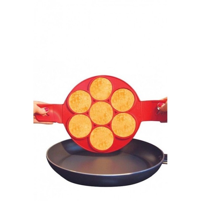 Forma din silicon cu 7 spatii , pentru clatite, oua ochiuri sau omleta,material de calitate, usor de utilizat si curatat, rosu, [3]