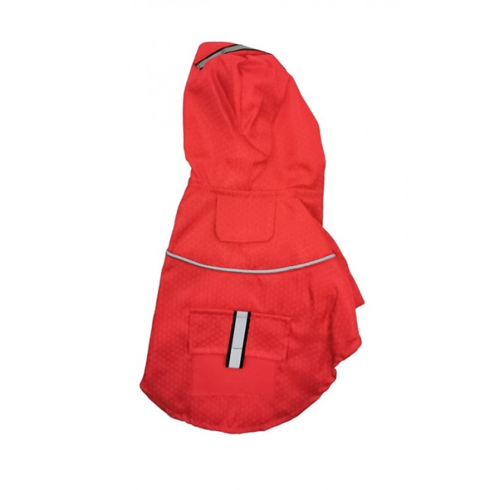 Geaca impermeabila pentru caini de talie mica Butter's Cap Doty®, anti vant, cu gluga, reflectorizanta, 25 cm, Marime S, rosu [4]