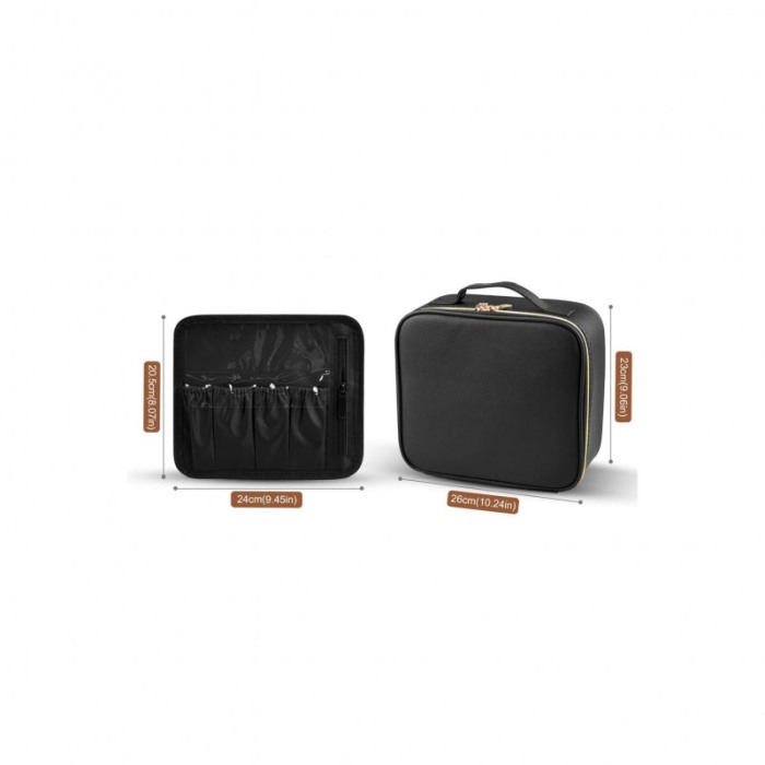 Geanta cosmetica AlwaysBeauty Doty®, cu oglinda inclusa, compartimentata, inchidere fermoar, 26x23 cm, negru [4]