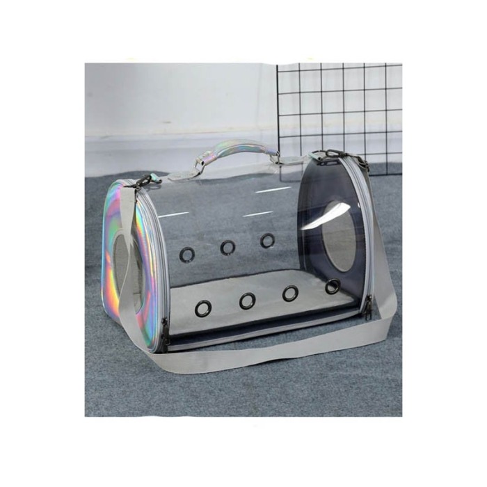 Geanta  roz  cameleon, pentru caini si pisici de talie mica , spatiu respirabil , piele ecologica 42 cm Doty [3]