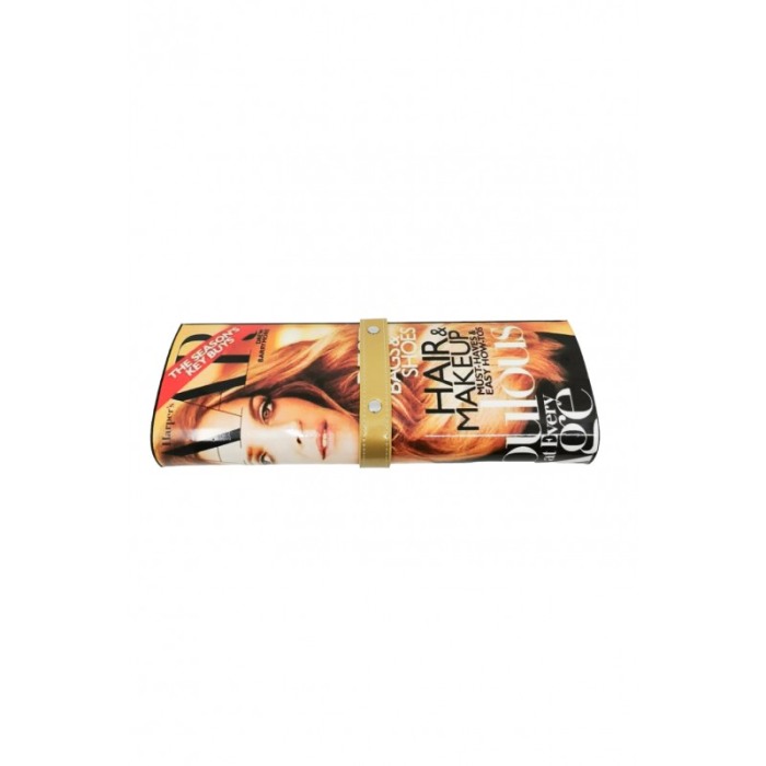 Geanta tip plic MagazineStyle, imprimeu, lant inclus, eleganta, 25x12 cm, bej/negru [5]