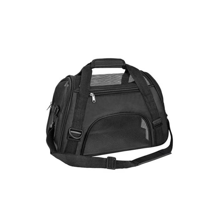 Geanta transport animale de talie mica PetBag, 53x27x36 cm, negru, spatiile aerisire, curele rezistente, Doty®️ [2]