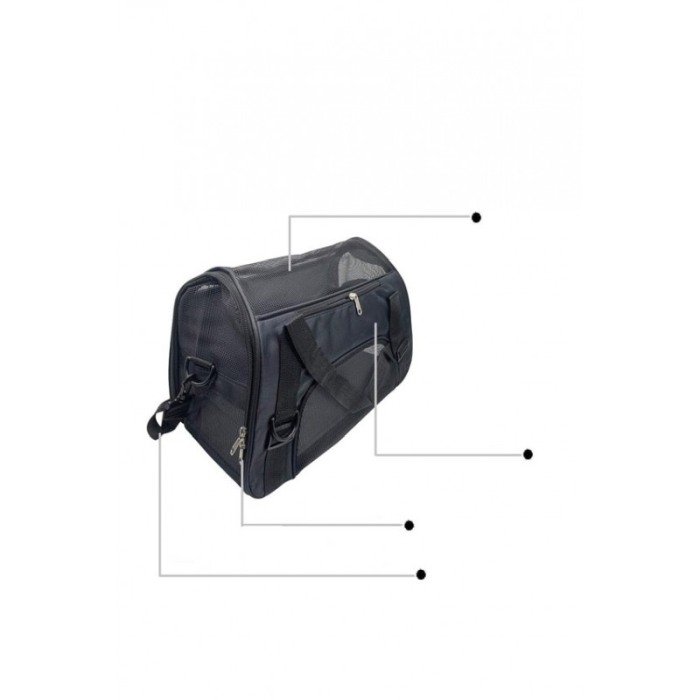 Geanta transport animale de talie mica PetBag, 53x27x36 cm, negru, spatiile aerisire, curele rezistente, Doty®️ [7]