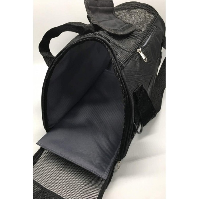Geanta transport animale de talie mica PetBag, 53x27x36 cm, negru, spatiile aerisire, curele rezistente, Doty®️ [4]
