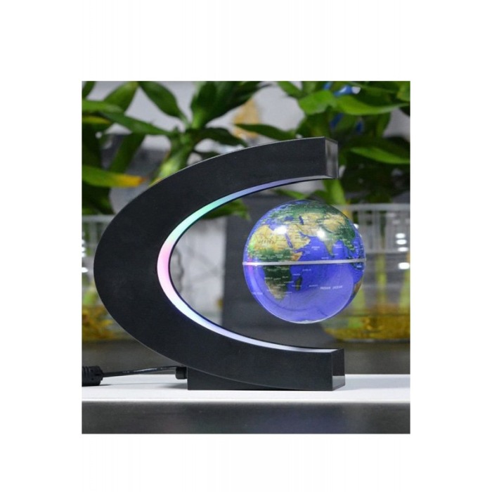 Glob pamantesc Blue Earth, magnetic si plutitor, se roteste, iluminare LED, 18 x 18 cm, negru/albastru [7]