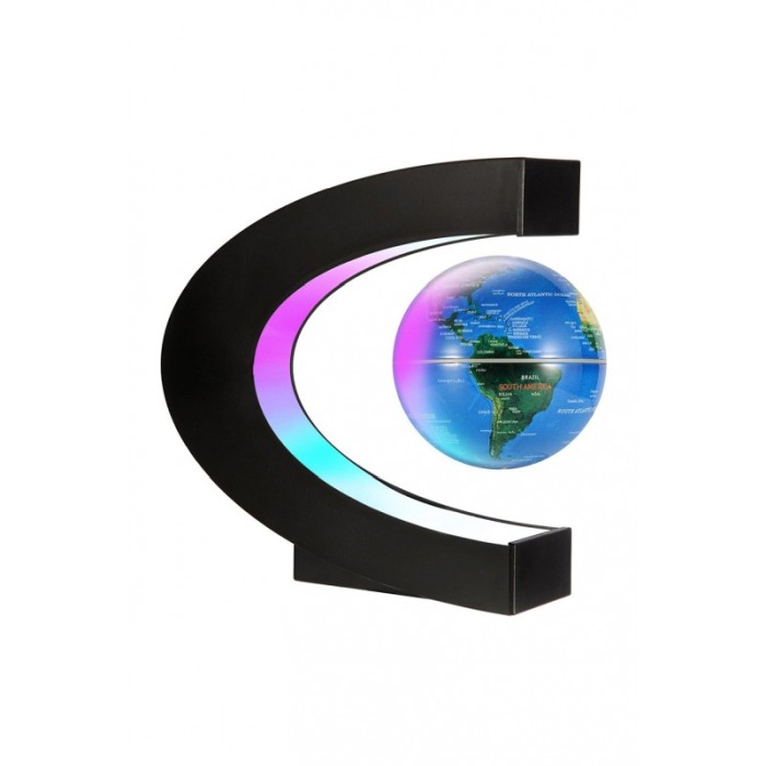 Glob pamantesc Blue Earth, magnetic si plutitor, se roteste, iluminare LED, 18 x 18 cm, negru/albastru [1]